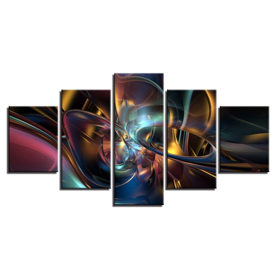 Colorful Psychedelic Art 5 Piece HD Multi Panel Canvas Wall Art Frame - Original Frame