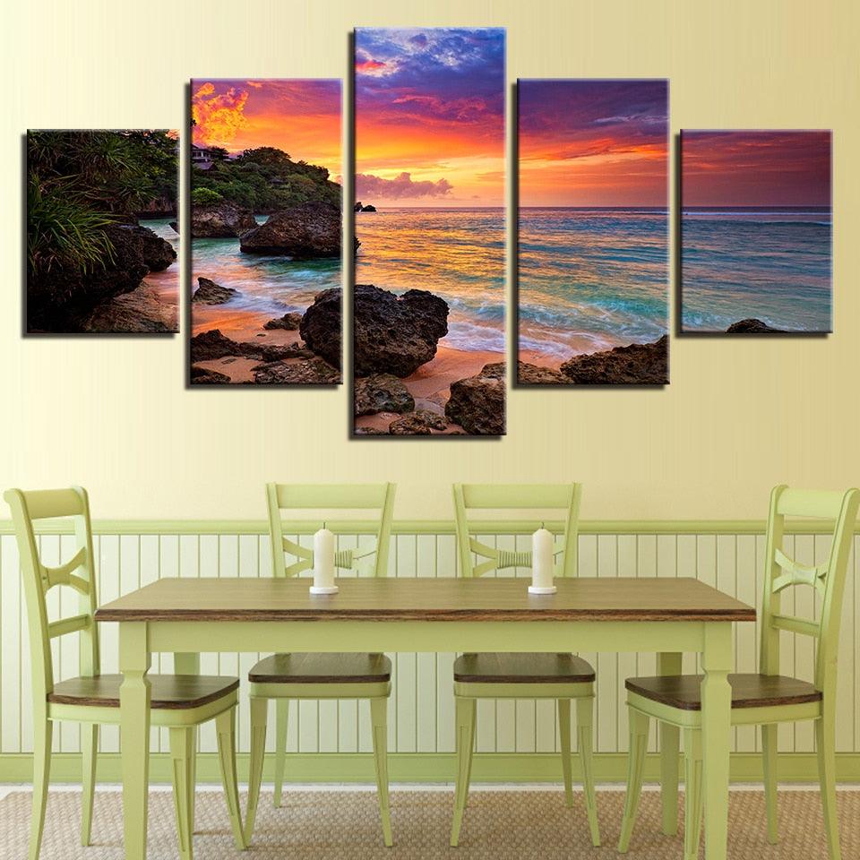 Rocky Sunset Radiance 5 Piece Canvas Art Art Frame - Original Frame