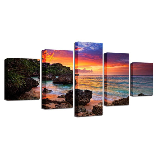 Rocky Sunset Radiance 5 Piece Canvas Art Art Frame - Original Frame