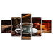 Coffee Delight 5 Piece HD Multi Panel Canvas Wall Art Frame - Original Frame