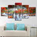 Autumn Waterfall 5 Piece HD Multi Panel Canvas Wall Art Frame - Original Frame