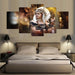 Indian Headdress 5 Piece HD Multi Panel Canvas Classic Wall Art Frame - Original Frame