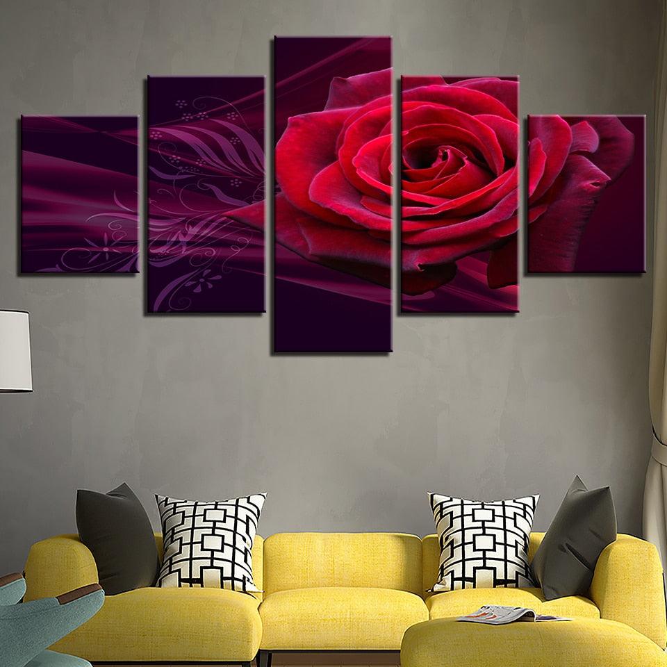 Rose 5 Piece HD Multi Panel Canvas Wall Art Frame - Original Frame