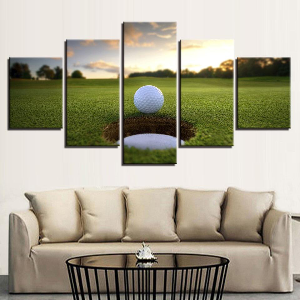 The Golf Ball Course 5 Piece HD Multi Panel Canvas Wall Art Frame - Original Frame