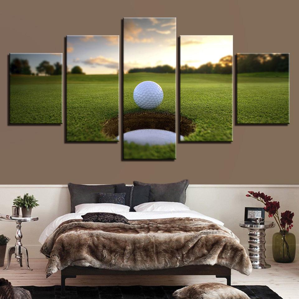 The Golf Ball Course 5 Piece HD Multi Panel Canvas Wall Art Frame - Original Frame