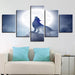 Full Moon Wolf Howl 5 Piece HD Multi Panel Canvas Wall Art Frame - Original Frame