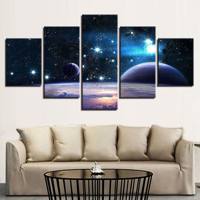 Starry Sky Night 5 Piece HD Multi Panel Canvas Wall Art Frame - Original Frame