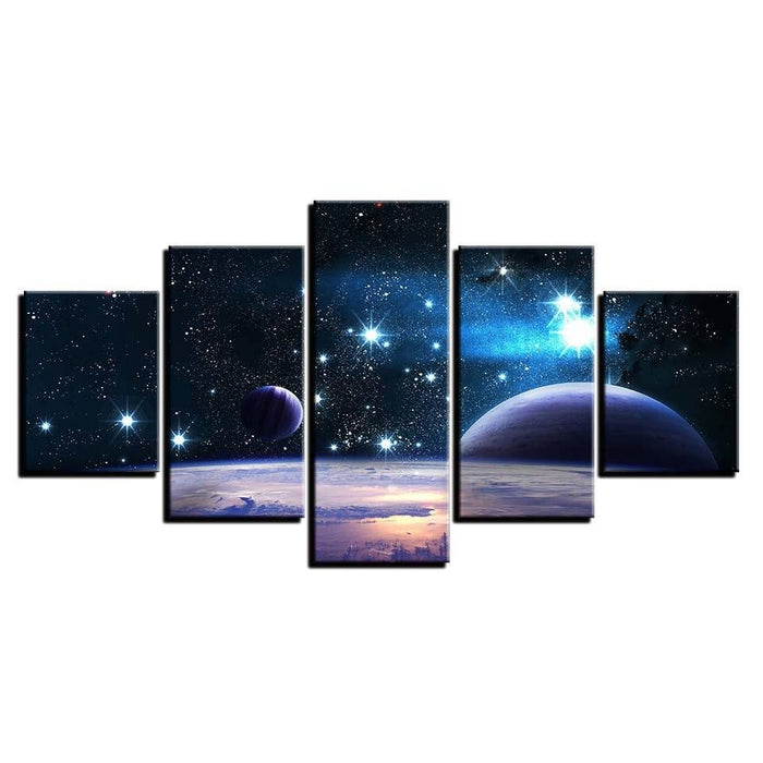 Starry Sky Night 5 Piece HD Multi Panel Canvas Wall Art Frame - Original Frame