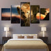 Wild Animals Lion 5 Piece HD Multi Panel Canvas Wall Art Frame - Original Frame