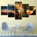 Wild Animals Lion 5 Piece HD Multi Panel Canvas Wall Art Frame - Original Frame