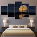 Full Moon Night 5 Piece HD Multi Panel Canvas Wall Art Frame - Original Frame