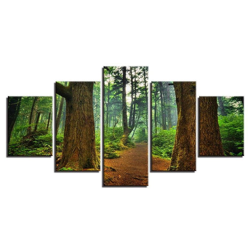 Forest Trees Trunk 5 Piece HD Multi Panel Canvas Wall Art Frame - Original Frame