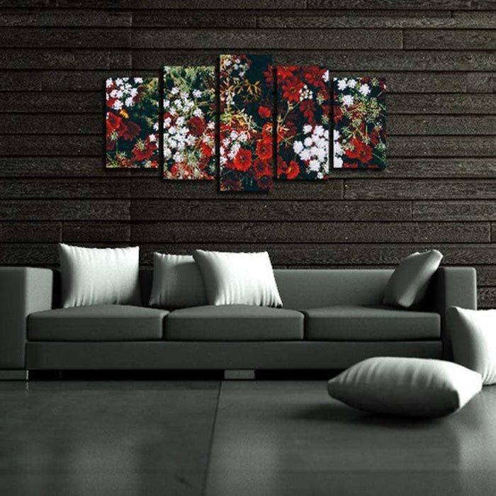 Flowers 5 Piece HD Multi Panel Canvas Wall Art Frame - Original Frame