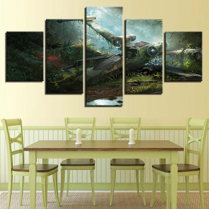 Crashed Plane 5 Piece HD Multi Panel Canvas Wall Art Frame - Original Frame