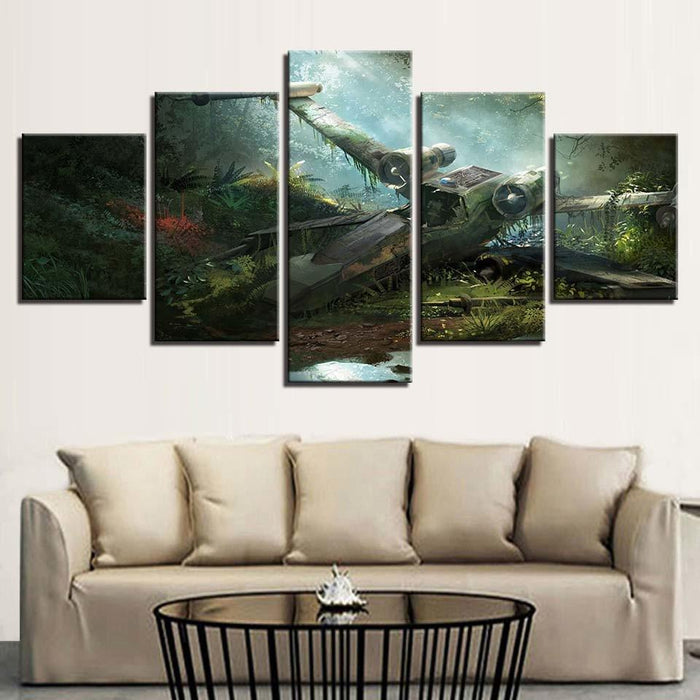 Crashed Plane 5 Piece HD Multi Panel Canvas Wall Art Frame - Original Frame