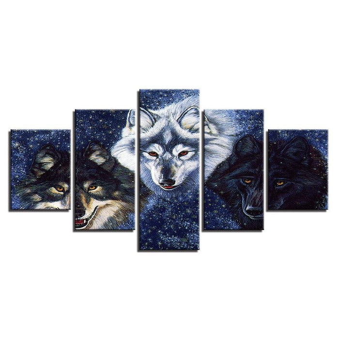 Wolves 5 Piece HD Multi Panel Canvas Wall Art Frame - Original Frame