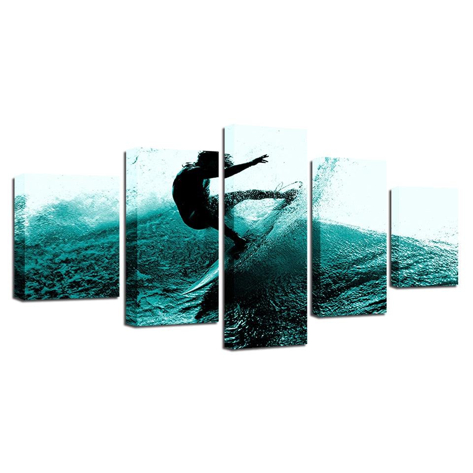 Surfer 5 Piece HD Multi Panel Canvas Wall Art Frame - Original Frame