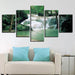 Forest Lake Waterfall 5 Piece HD Multi Panel Canvas Wall Art Frame - Original Frame