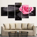 Stone And Pink Rose 5 Piece HD Multi Panel Canvas Wall Art Frame - Original Frame