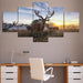 Wild Elks 5 Piece HD Multi Panel Canvas Wall Art Frame - Original Frame