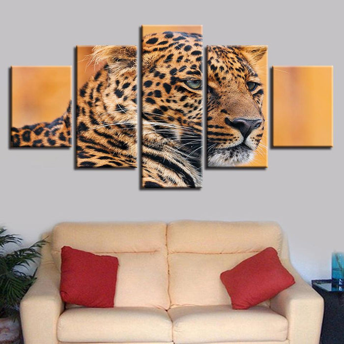 Leopard 5 Piece HD Multi Panel Canvas Wall Art Frames - Original Frame