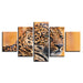 Leopard Face 5 Piece HD Multi Panel Canvas Wall Art Frame - Original Frame