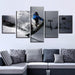 Snow Mountain Skiing 5 Piece HD Multi Panel Canvas Wall Art Frame - Original Frame