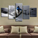 Snow Mountain Skiing 5 Piece HD Multi Panel Canvas Wall Art Frame - Original Frame