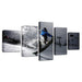 Snow Mountain Skiing 5 Piece HD Multi Panel Canvas Wall Art Frame - Original Frame