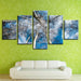 Blue Sky Forest 5 Piece HD Multi Panel Canvas Wall Art Frame - Original Frame