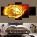 Fiery Basketball 5 Piece HD Multi Panel Canvas Wall Art Frame - Original Frame