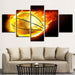 Fiery Basketball 5 Piece HD Multi Panel Canvas Wall Art Frame - Original Frame