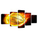 Fiery Basketball 5 Piece HD Multi Panel Canvas Wall Art Frame - Original Frame