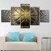 Golden Basketball 5 Piece HD Multi Panel Canvas Wall Art Frame - Original Frame