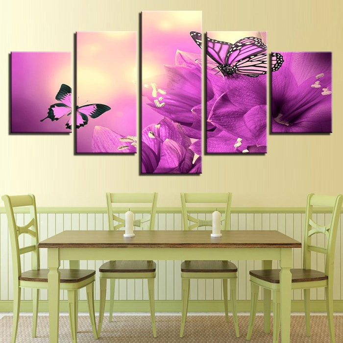 Mystic Butterflies 5 Piece HD Multi Panel Canvas Wall Art Frame