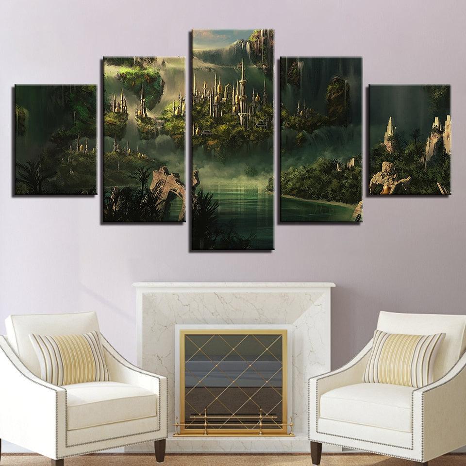 Mysterious Forest Wonderland 5 Piece HD Multi Panel Canvas Wall Art Frame - Original Frame