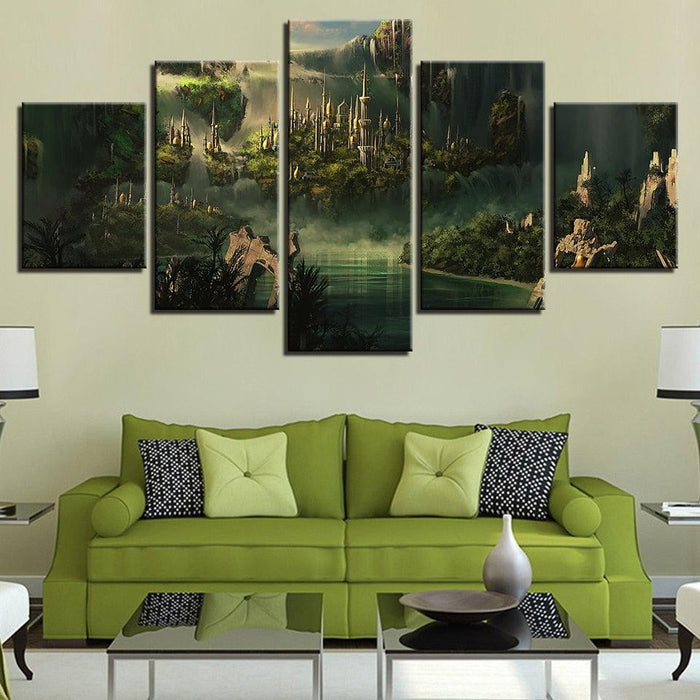 Mysterious Forest Wonderland 5 Piece HD Multi Panel Canvas Wall Art Frame - Original Frame