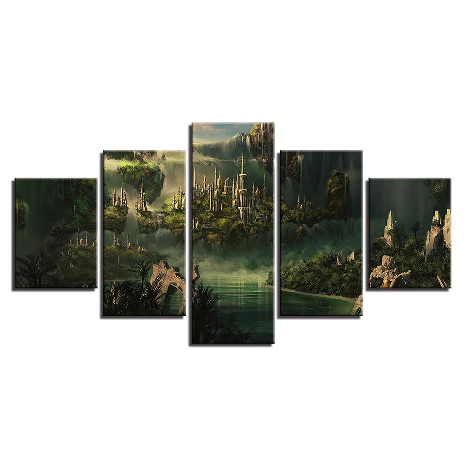 Mysterious Forest Wonderland 5 Piece HD Multi Panel Canvas Wall Art Frame - Original Frame