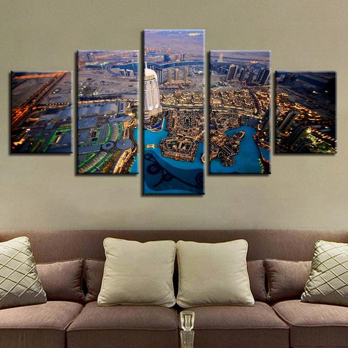 Dubai Building 5 Piece HD Multi Panel Canvas Wall Art Frame - Original Frame