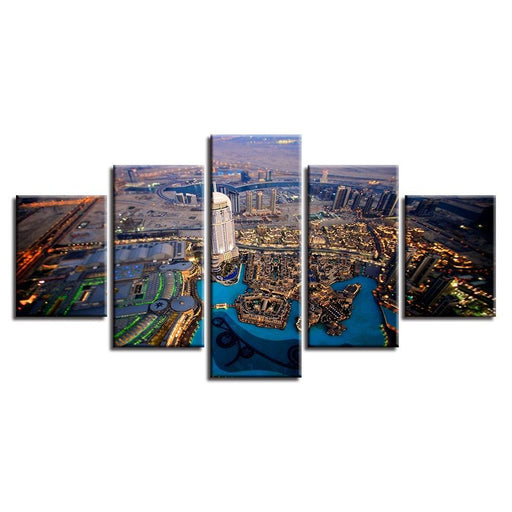 Dubai Building 5 Piece HD Multi Panel Canvas Wall Art Frame - Original Frame