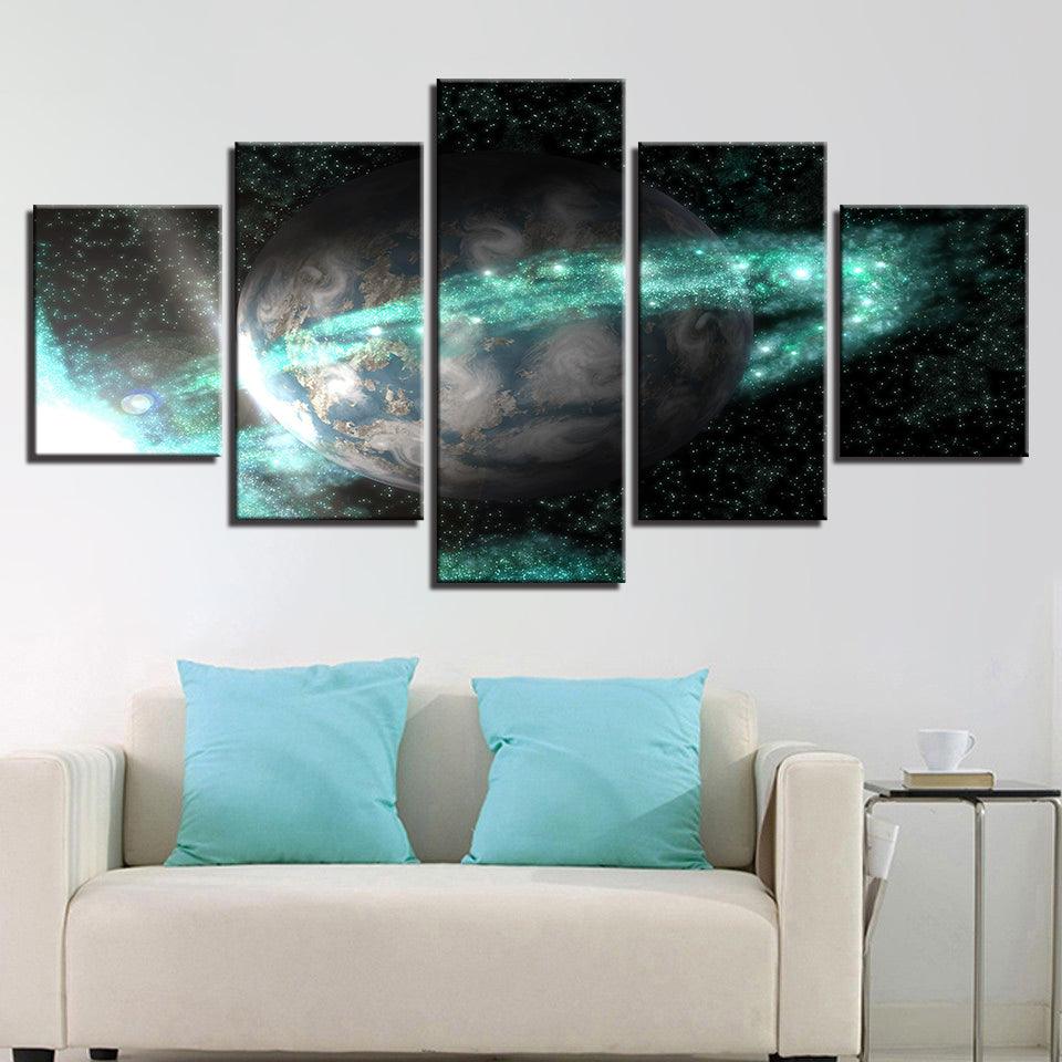 Universe Space Earth 5 Piece HD Multi Panel Canvas Wall Art Frame - Original Frame