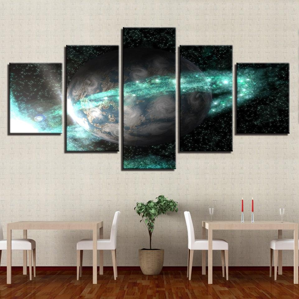 Universe Space Earth 5 Piece HD Multi Panel Canvas Wall Art Frame - Original Frame