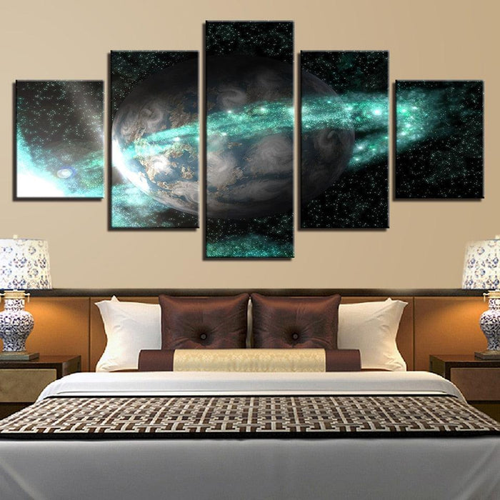 Universe Space Earth 5 Piece HD Multi Panel Canvas Wall Art Frame - Original Frame