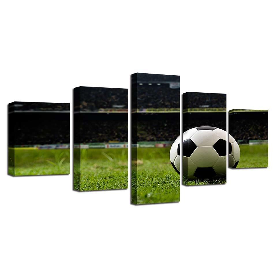 Football Course Sports 5 Piece HD Multi Panel Canvas Wall Art Frame - Original Frame