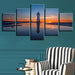 Sun Lighthouse Seaview 5 Piece HD Multi Panel Canvas Wall Art Frame - Original Frame