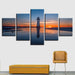 Sun Lighthouse Seaview 5 Piece HD Multi Panel Canvas Wall Art Frame - Original Frame