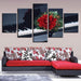 Flower And Piano 5 Piece HD Multi Panel Canvas Wall Art Frame - Original Frame