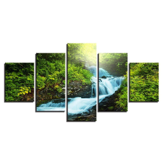 Forest Stream 5 Piece HD Multi Panel Canvas Wall Art Frame - Original Frame