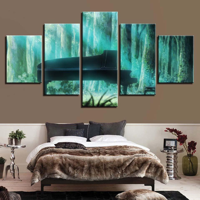 Forest Piano 5 Piece HD Multi Panel Canvas Wall Art Frame