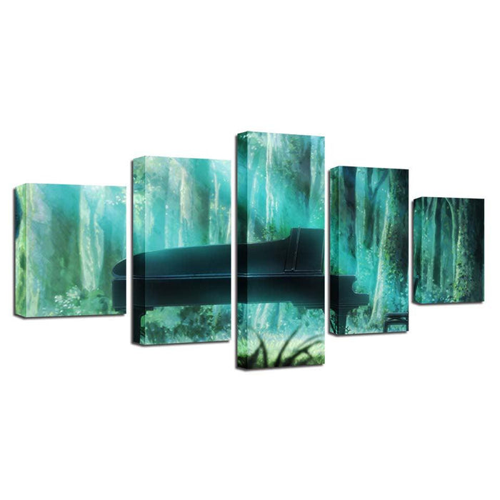 Forest Piano 5 Piece HD Multi Panel Canvas Wall Art Frame